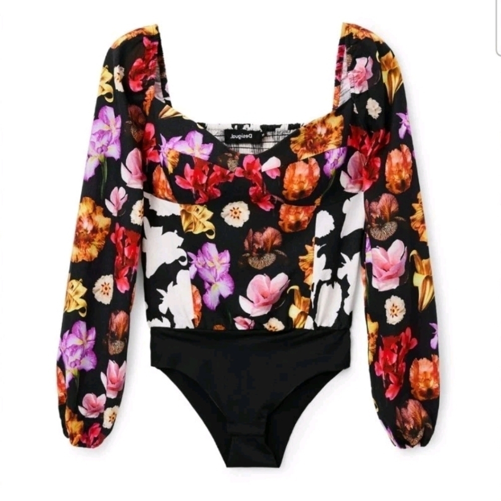 Desigual Womens Christian Lacroix Floral Blouse Bodysuit M